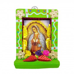 Pequeño nicho Virgen de Guadalupe Verde