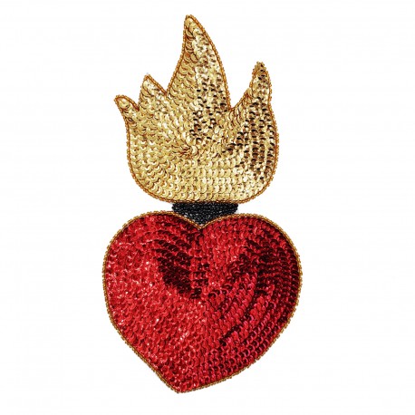 Patch sequins Coeur enflammé