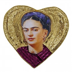 Gold Frida heart sequin patch