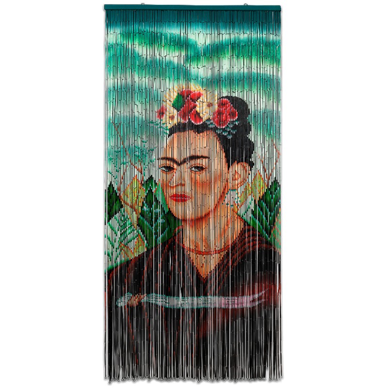 Rideau de porte Frida Kahlo - Perles en bambou, motif vintage - Casa Frida