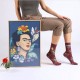 Burgundy Frida Kahlo Socks