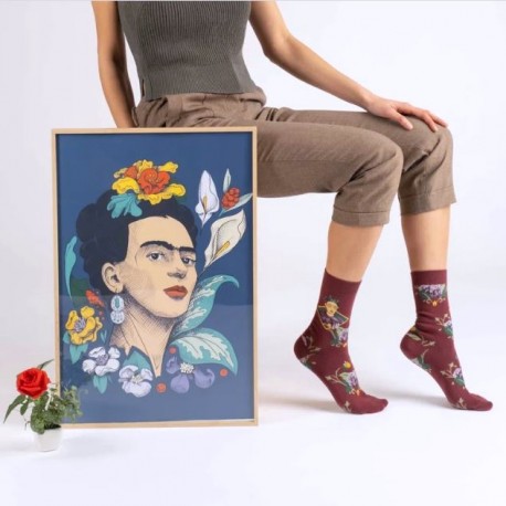 Chaussettes Frida Kahlo Bordeaux