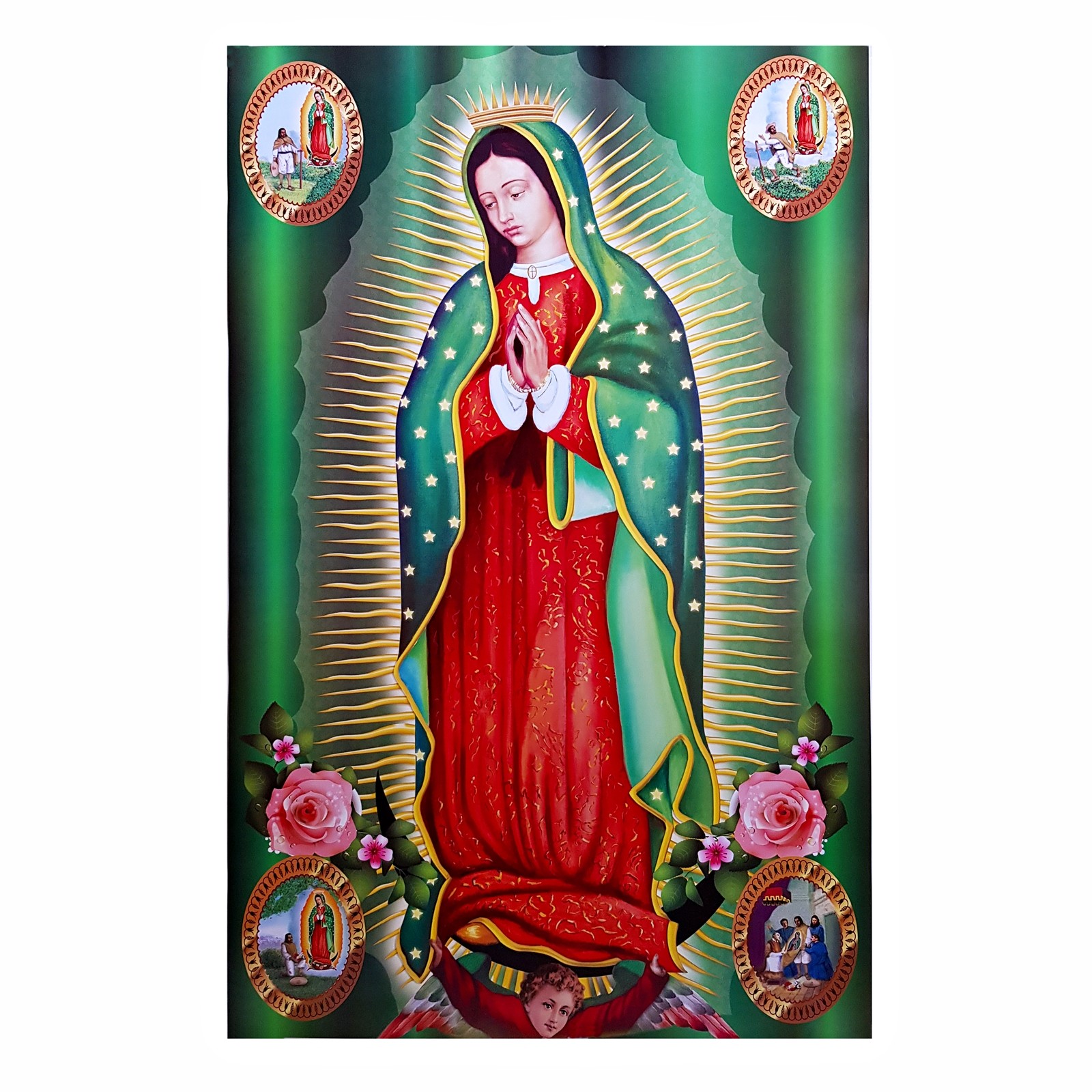 Póster Virgen de Guadalupe Verde - Decoracion religiosa - Casa Frida