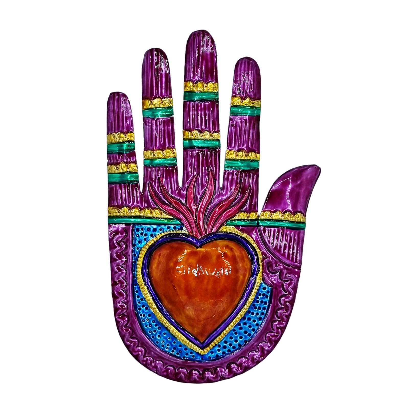 Large hand with sacred heart - Old school tattoo exvoto - Casa Frida
