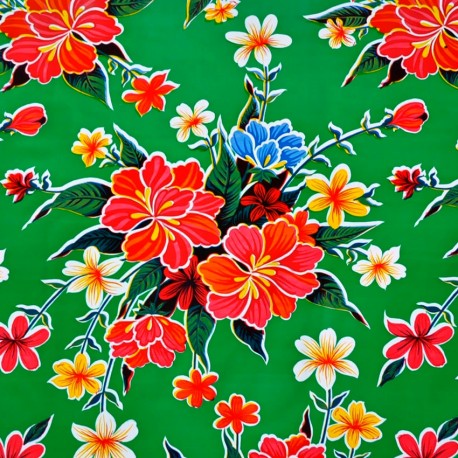Green Hibisco Oilcloth roll