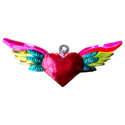 Pink Sacred heart with large wings