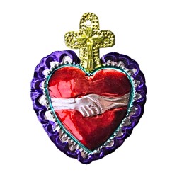 Coeur sacré Poignée de mains Violet