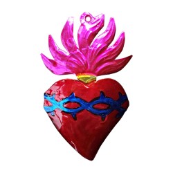 Pink Sacred heart with crown of thorns