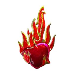 Large Flaming heart tin ornament