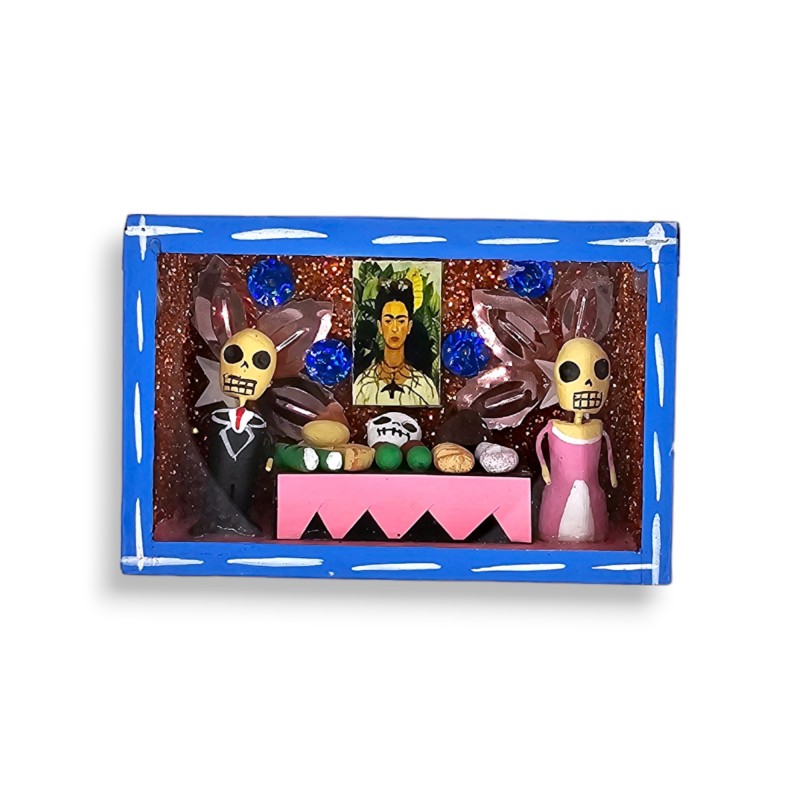 Frida's altar Diorama box - Mexican skeletons fun gift - Casa Frida