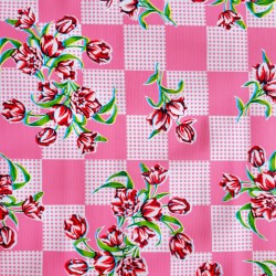 Pink Tulipanes Oilcloth