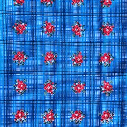 Toile cirée Vichy à fleurs Rouge