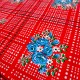 Toile cirée Vichy à fleurs Rouge