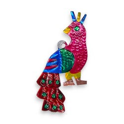 Figura de hojalata Pavo real Rojo