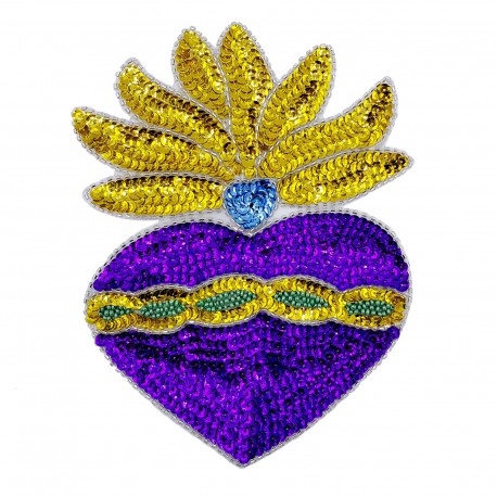 Patch sequins Coeur sacré Violet