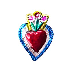 Sagrado corazón pequeño Floral Azul