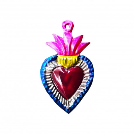 Sagrado corazón con llama Rosa