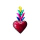 Colored Large flame Tin sacred heart