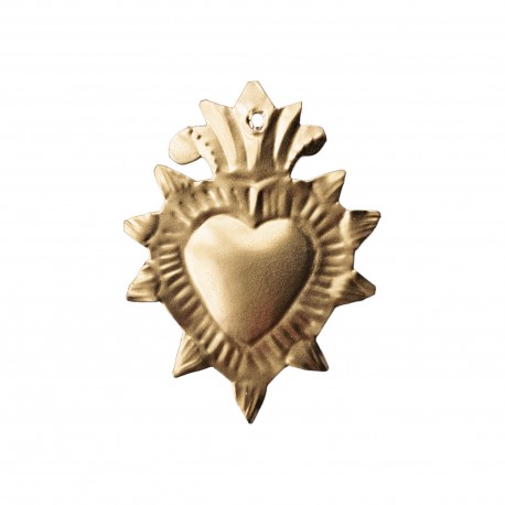 Gold Tin sacred heart with spiked halo