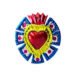 Blue Mayan halo Tin sacred heart