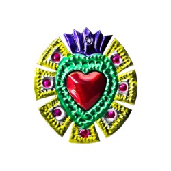 Yellow Mayan halo Tin sacred heart