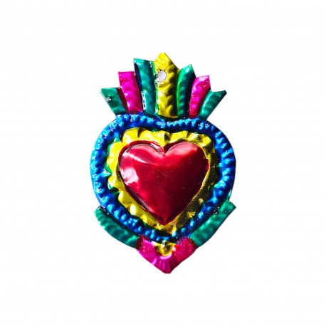 Sagrado corazón Exvoto Floral Azul