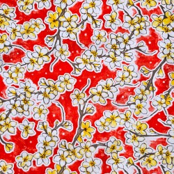 Red Flor de cerezo oilcloth
