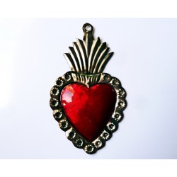 Coeur sacré à bordure fleurie - Déco religieuse kitsch mexicaine - Casa Frida