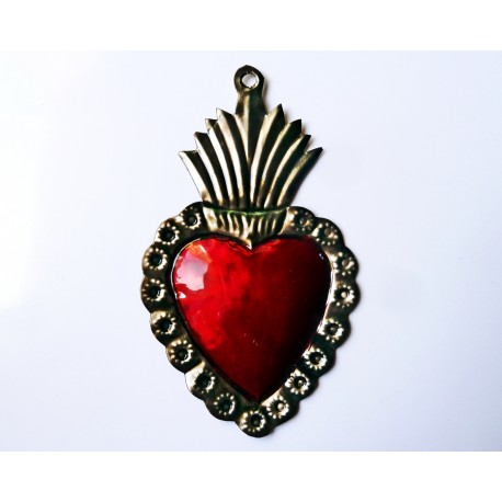 Tin sacred heart - Mexican religious artcraft - Casa Frida