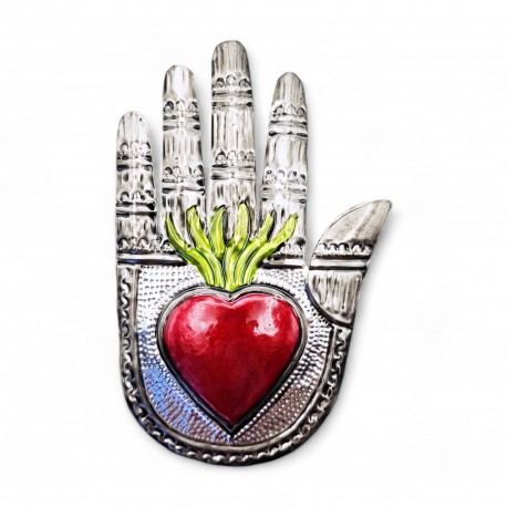 Large hand with sacred heart