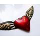 Tin winged sacred heart - Mexican artcraft tattoo style - Casa Frida