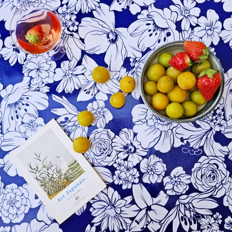 Navy Flores oilcloth