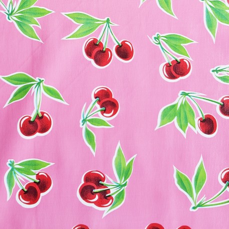 Pink Cerezas oilcloth