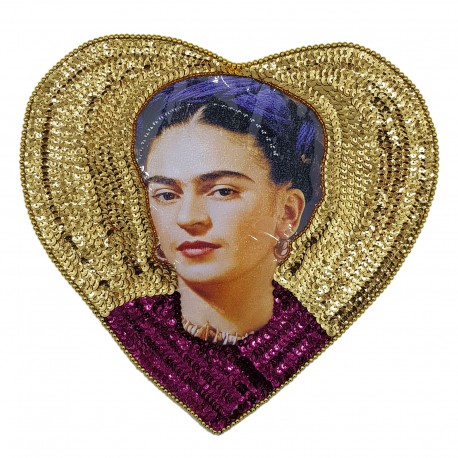 Frida heart sequin patch