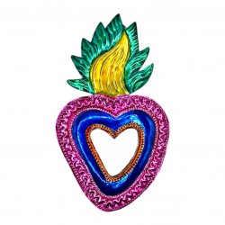Coeur sacré à miroir Grande flamme
