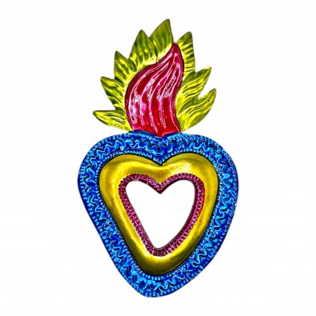 Coeur sacré à miroir Grande flamme