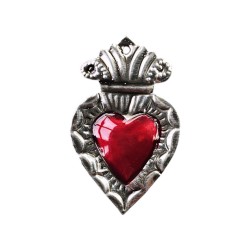 Ex voto coeur sacré bordure fleurie