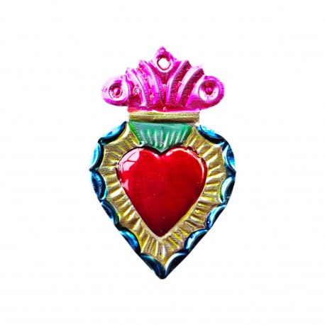 Ex voto coeur sacré bordure fleurie