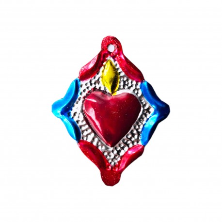 Ex voto coeur sacré bordure fleurie