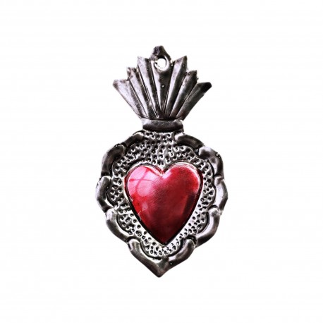 Ex voto coeur sacré bordure fleurie