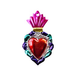 Ex voto coeur sacré bordure fleurie