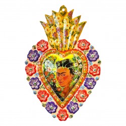 Coeur peint Frida Kahlo Jaune