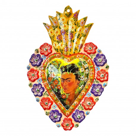Coeur peint Frida Kahlo Jaune