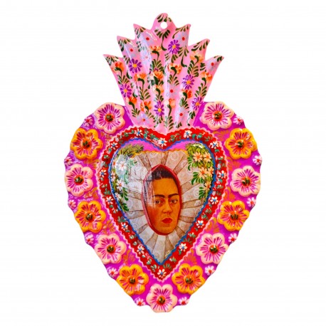 Coeur peint Frida Kahlo Jaune