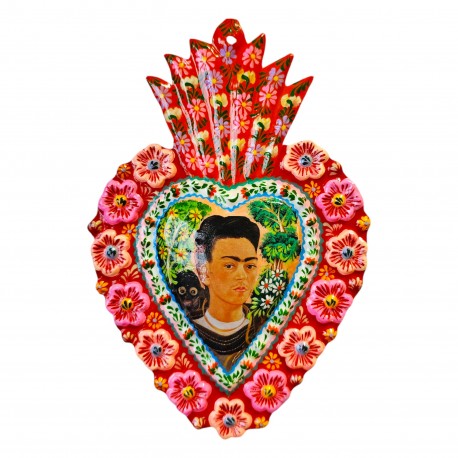 Coeur peint Frida Kahlo Jaune
