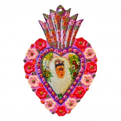 Coeur peint Frida Kahlo Jaune