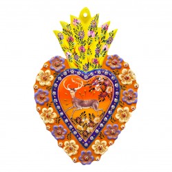 Coeur peint Frida Kahlo Jaune