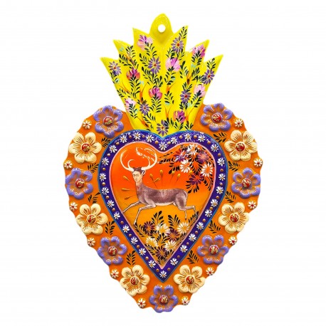 Coeur peint Frida Kahlo Jaune