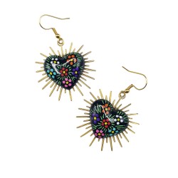 Flowery Sacred Heart Earrings