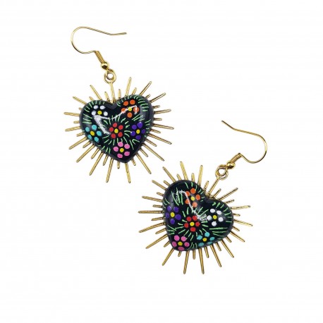 Flowery Sacred Heart Earrings